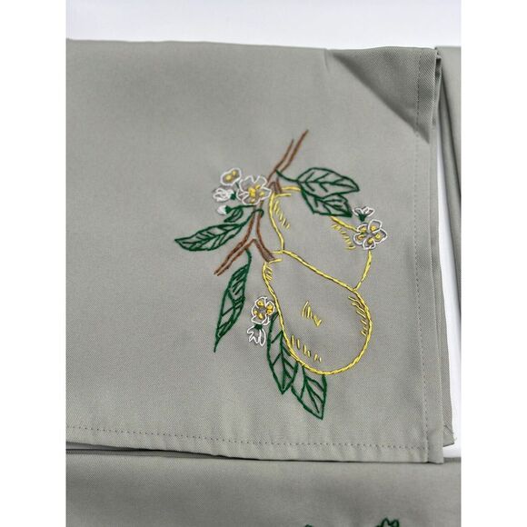 4 Hand Embroidery Table Napkins Fruit Theme Peach Cherry Grape Pear Kitchen - Picture 2 of 6